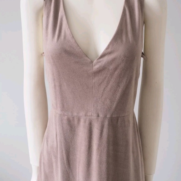 BCBGMAXAZRIA Mathilde Faux Suede Deep V Neck Dress - Picture 3 of 8